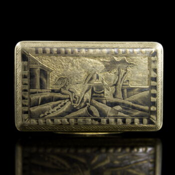 Moszkvai niellós ezüst szelence 1833