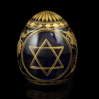 Judaika kék üveg tojás