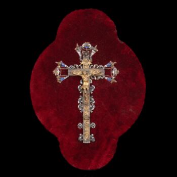 Aranyozott bronz feszület zománc díszítéssel