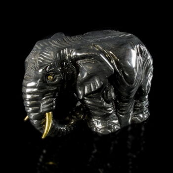 Obsidian elephant figure