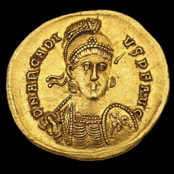 Byzantine emperor Arcadius gold solidus