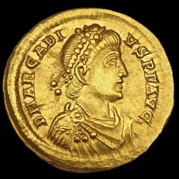 Byzantine emperor Arcadius gold solidus