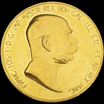 100 Corona 1908 Ferenc József uralkodásának 60. évfordulójára