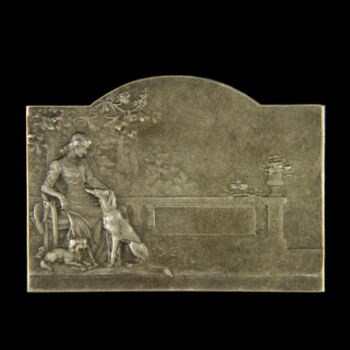 P. Lenoir francia ezüstözött bronz plakett