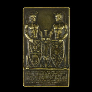 Viribus Unitis bronz plakett a Miechoweri alagút helyreállításának emlékére
