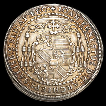 Johann Ernst von Thun salzburgi érsek ezüst féltallér 1694