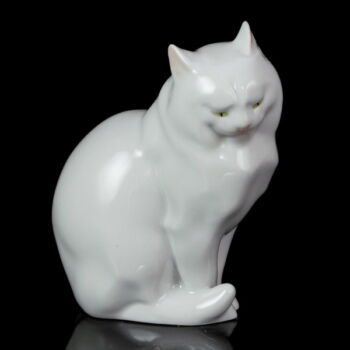 Herendi porcelán fehér macska figura