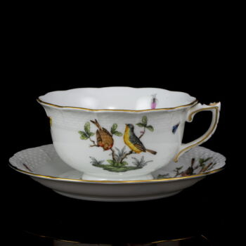 Herendi teáscsésze és alj (RO) Rotschild dekorral