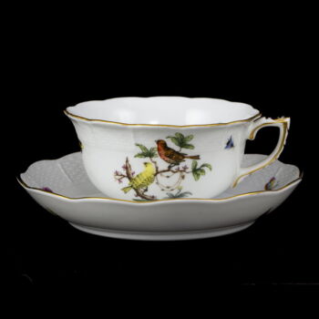 Herendi teáscsésze és alj (RO) Rotschild dekorral