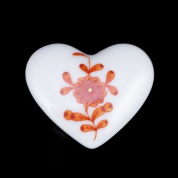 Szív alakú Herendi porcelán kitűző kis bross