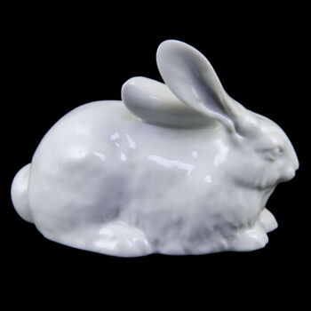 Herend white-glazed rabbit figurine