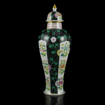 Herendi porcelán Siang Noir mintás fedeles váza
