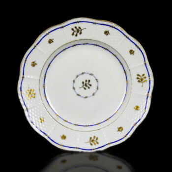 Régi herendi porcelán tányér aranyfestett virágos dekorral