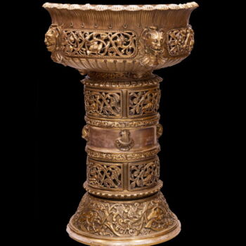 Zsolnay historicizing flower stand on pedestal from the Ivory series