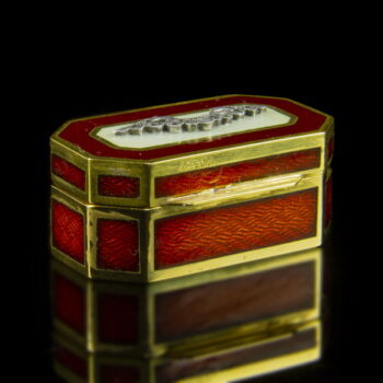 Russian gilded silver medicine box with red enamel
