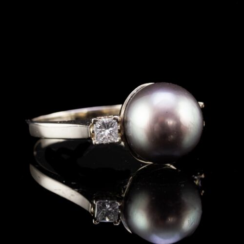 Tahiti gyöngyös fehérarany gyűrű