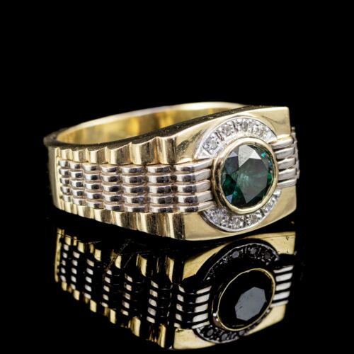 Férfi Rolex fazonú pecsétgyűrű zöld gyémántkővel