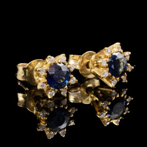 Pair of rosette-style sapphire stud earrings