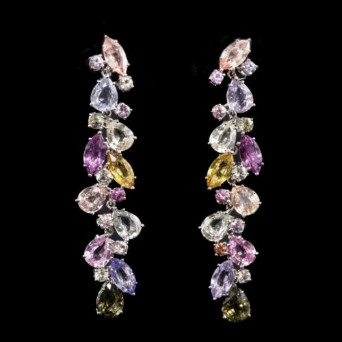 Suarez pair of gold earrings with colorful sapphires