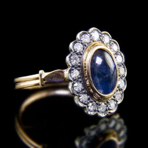 Rosetta-style sapphire-diamond ring
