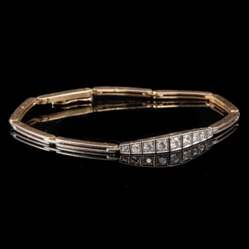 Art deco gold bracelet with brilliant-cut diamonds
