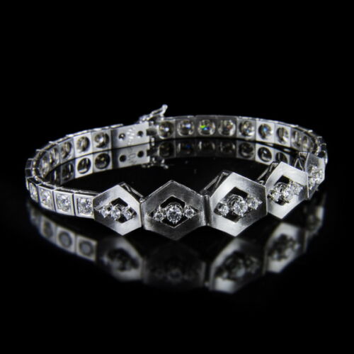 Art deco style white gold and diamond bracelet