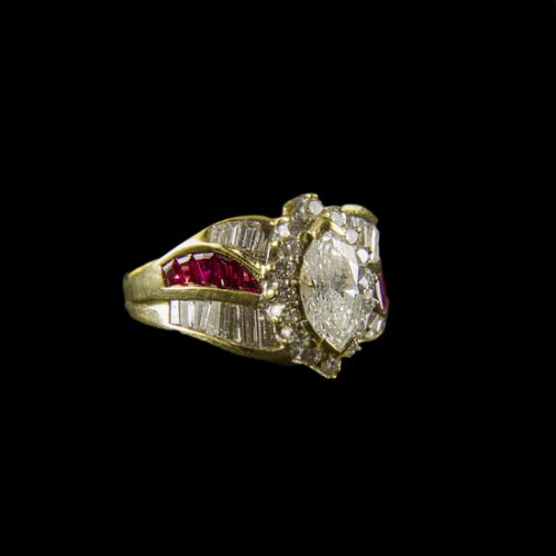 Rubin és gyémánt köves női gyűrű