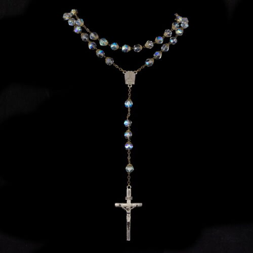 Rosary with iridescent glass beads