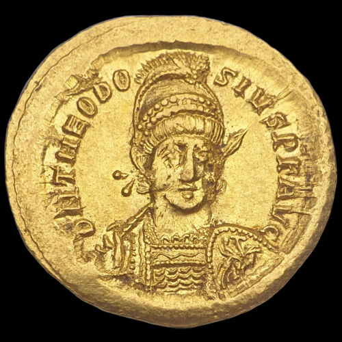 Theodosius II byzantine emperor gold solidus