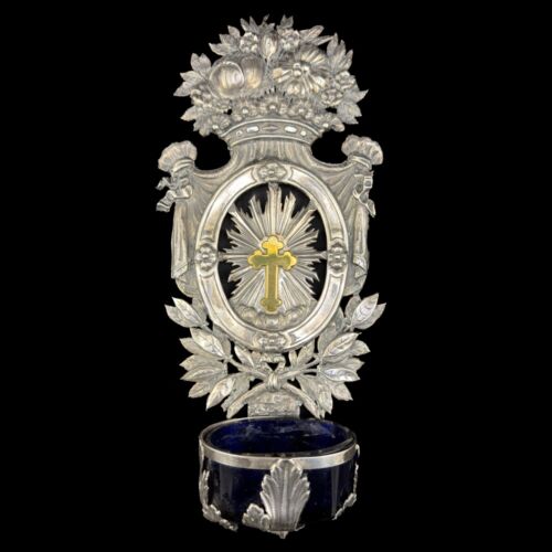 Silver wall-mounted holy water container