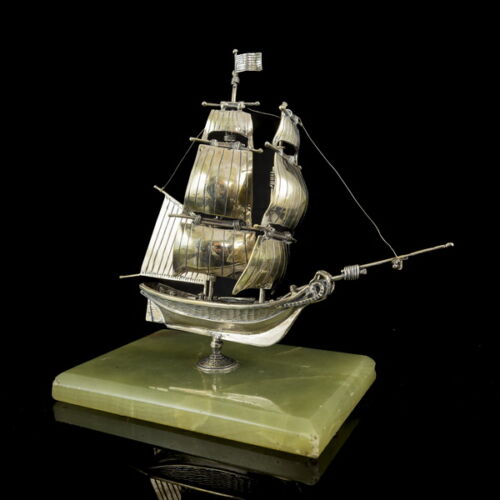 Italian silver two-masted ship