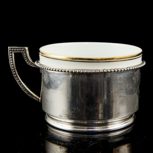 Pesti ezüst teáscsésze csehszlovák porcelán betéttel