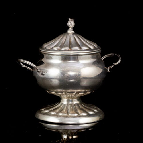 Italian silver sugar bowl with lid
