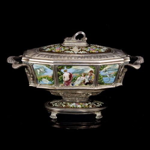 Spanish gilded silver soup bowl