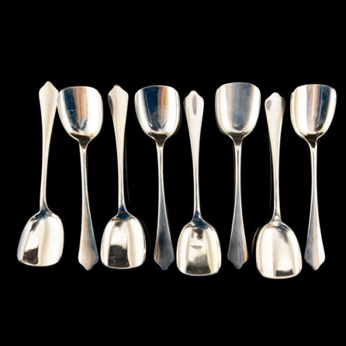 Szamárhát fazonú pesti ezüst fagylaltos kanál szett (8 darabos)