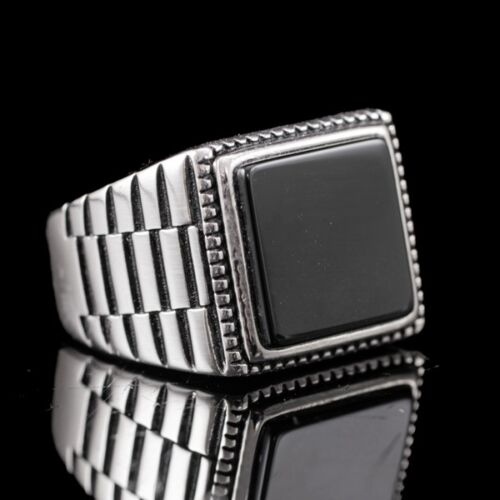 Férfi ezüst pecsétgyűrű ónixlappal