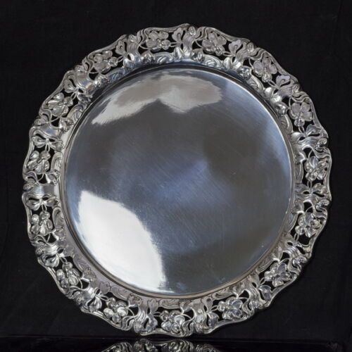 Viennese Art Nouveau silver round tray 