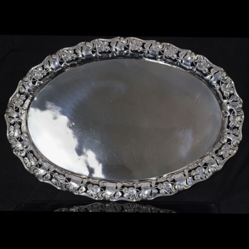 Viennese Art Nouveau oval silver tray