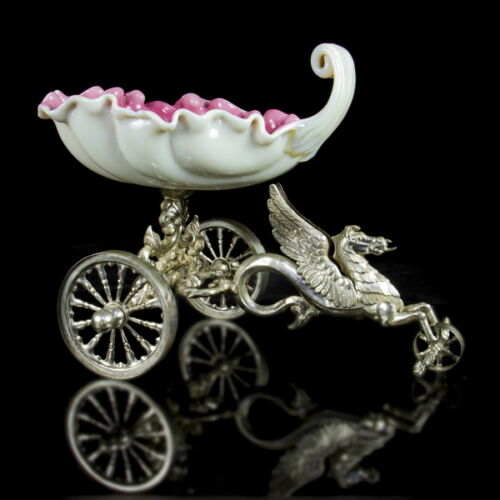 Silver delicacy basket on a pegasus-drawn cart