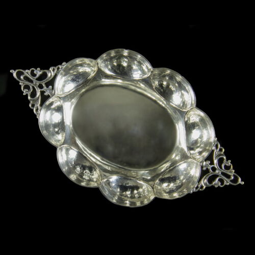 German silver wine tasting bowl with handles