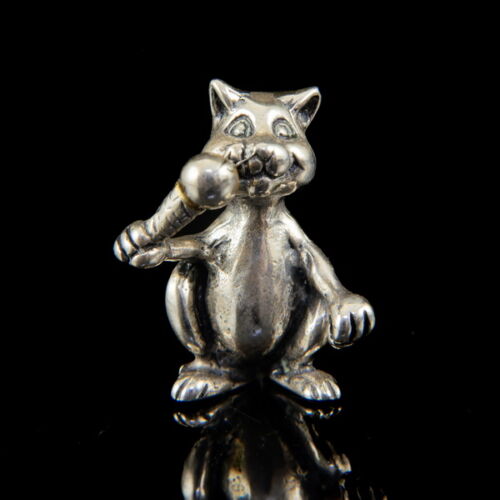 Mini ezüst fagyizó macska figura