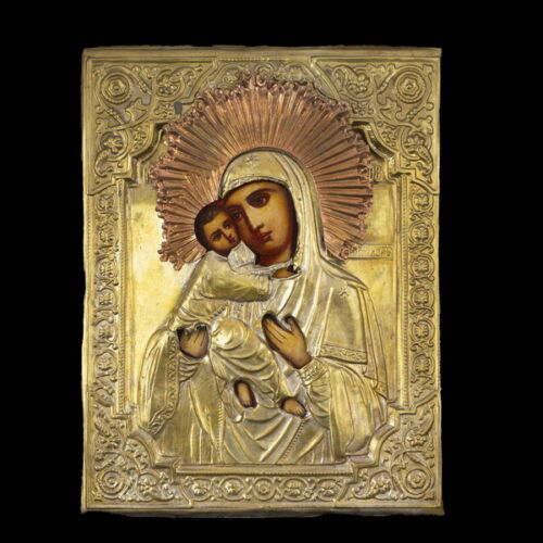 Mother of God Icon with copper oklad