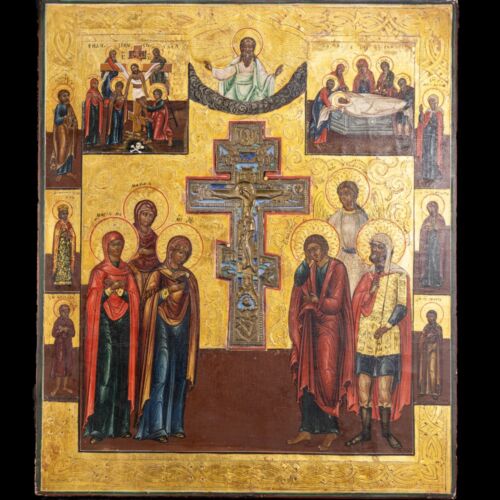 Krisztus keresztrefeszítése ikon kisméretű bronz pravoszláv kereszttel