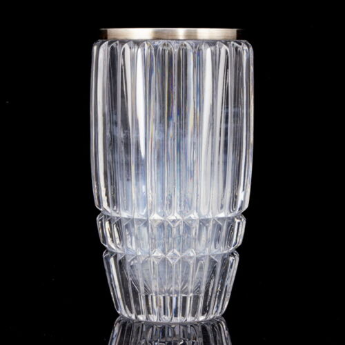 Glass vase with silver edge