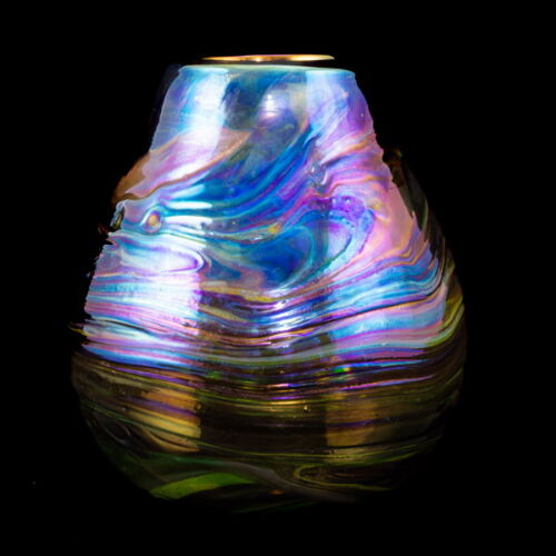 Jónás Bálint iridescent round vase (1990)