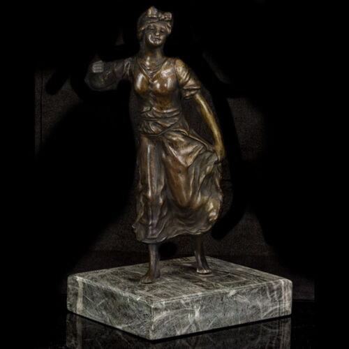 Barefoot female figure bronze sculpture