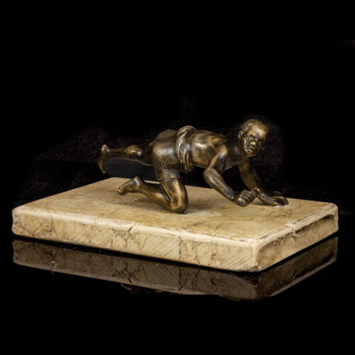 Bronze sculpture: Afro-American boy figure