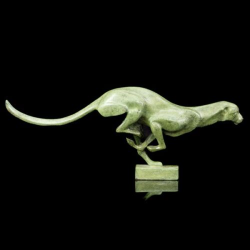 Contemporary bronze panther statue