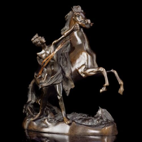 Bronze statue: Reining a horse