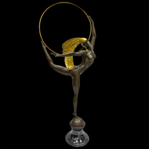 Kortárs bronz art deco táncoső karikával